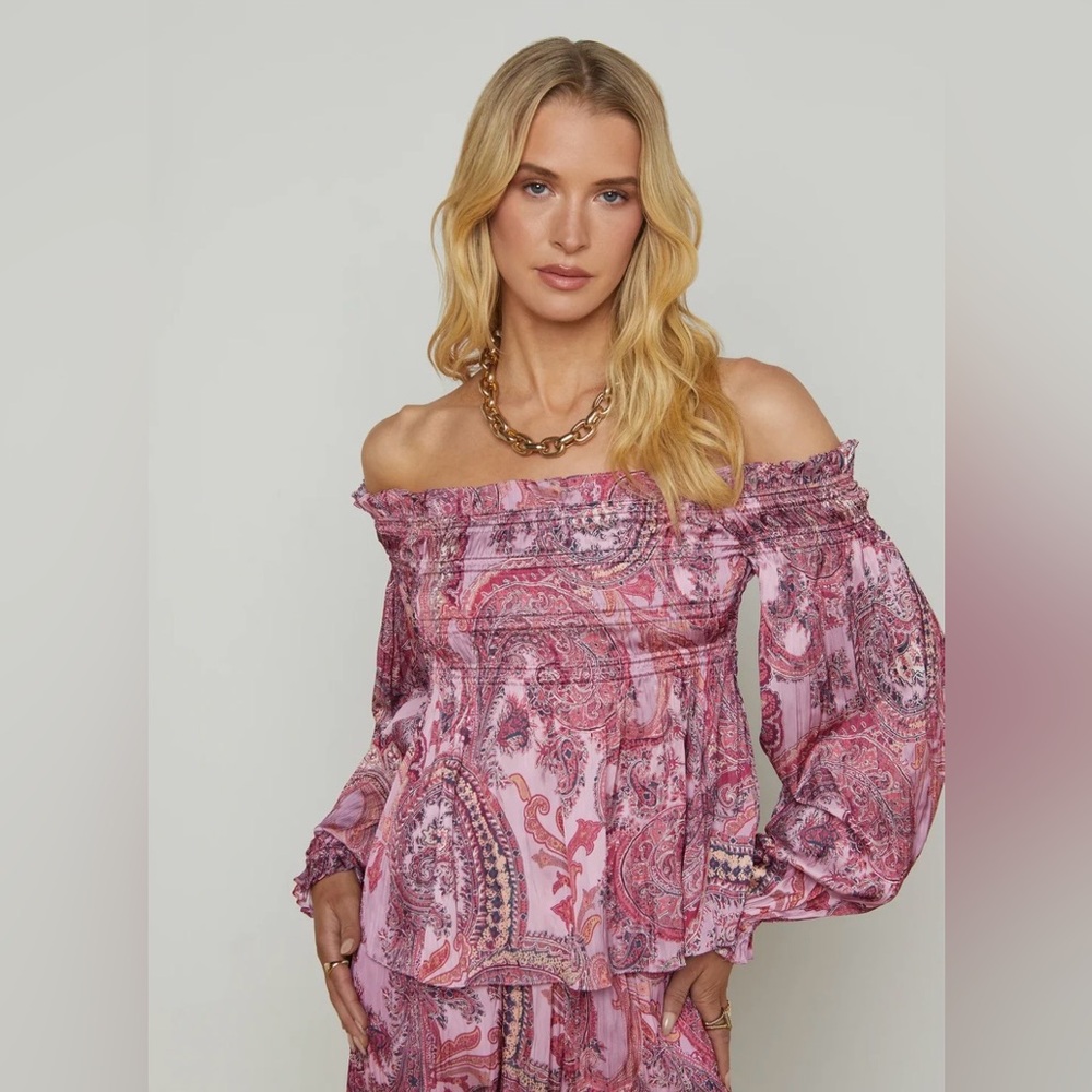 Revolve L' Agence Ariela Off-Shoulder Blouse, pink, extra small tall